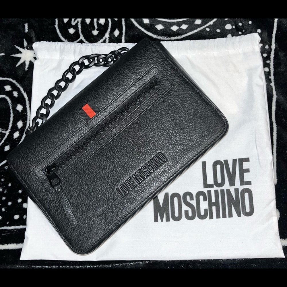 MOSCHINO black Real leather bag.